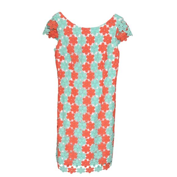 Lilly Pulitzer Dresses & Skirts - Lilly Pulitzer Barbara Dress Sunrise Orange Two Tone Truly Petal Lace 4